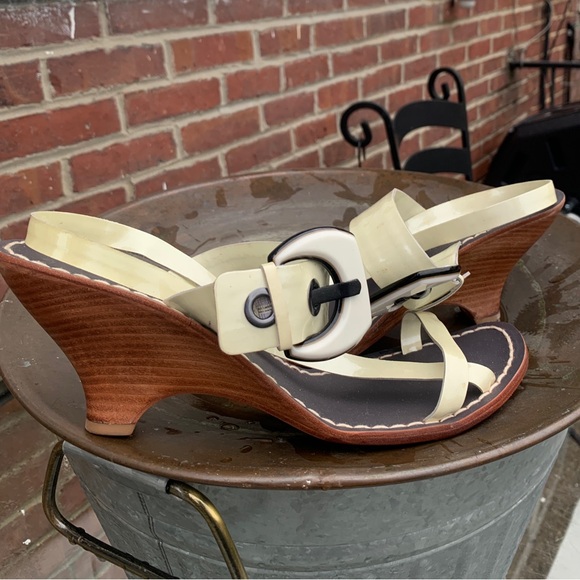 Bernardo White Leather Wedge Sandals by Vero Cuoio Sz. 12M - Picture 6 of 15